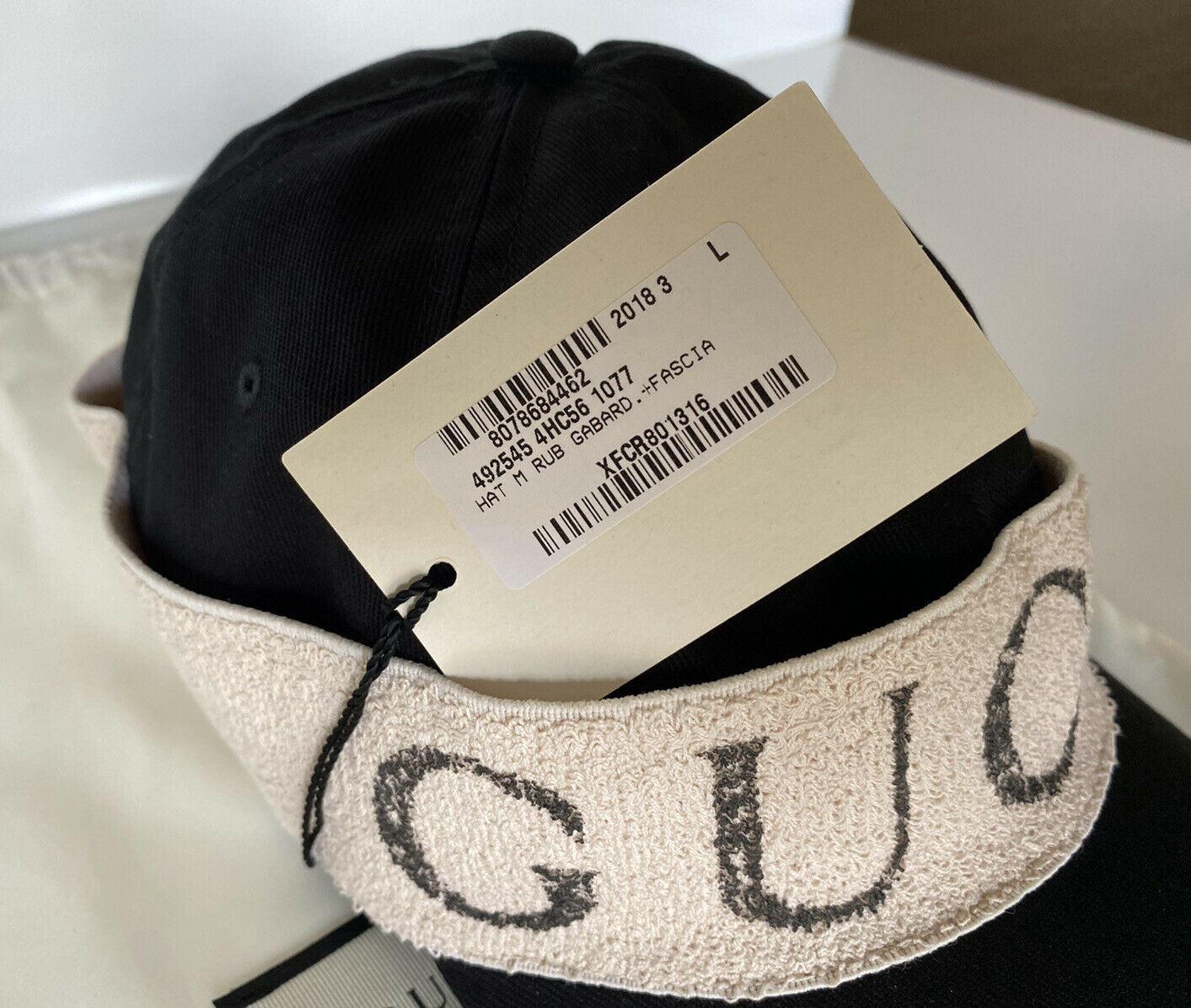 NWT Gucci Unisex Headband Canvas Black Hat Large Made in Italy 492545
