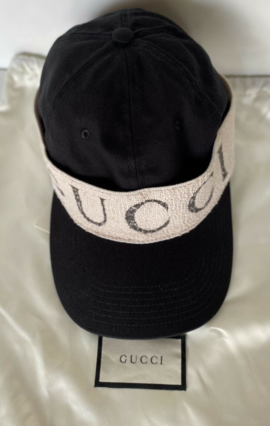 NWT Gucci повязка на голову унисекс из парусины, черная шляпа, большая, сделано в Италии, 492545 