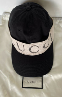 Neu mit Etikett: Gucci Unisex-Stirnband, Canvas, schwarzer Hut, groß, hergestellt in Italien, 492545 