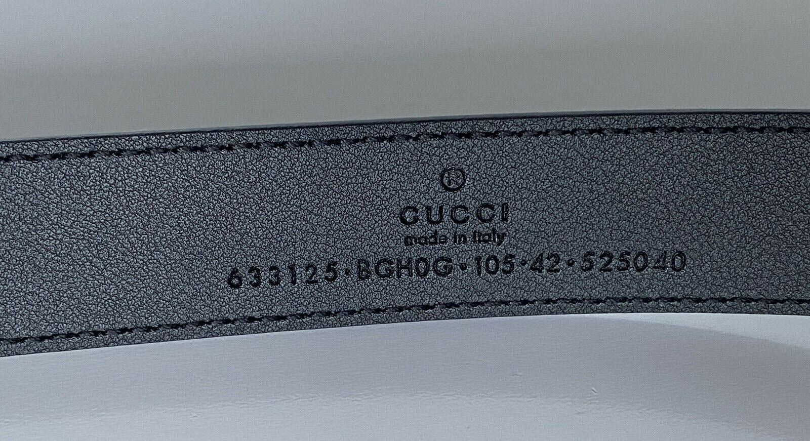 New Gucci Men's Horsebit Calf Leather Belt Black 105/42 Made in Italy 633125