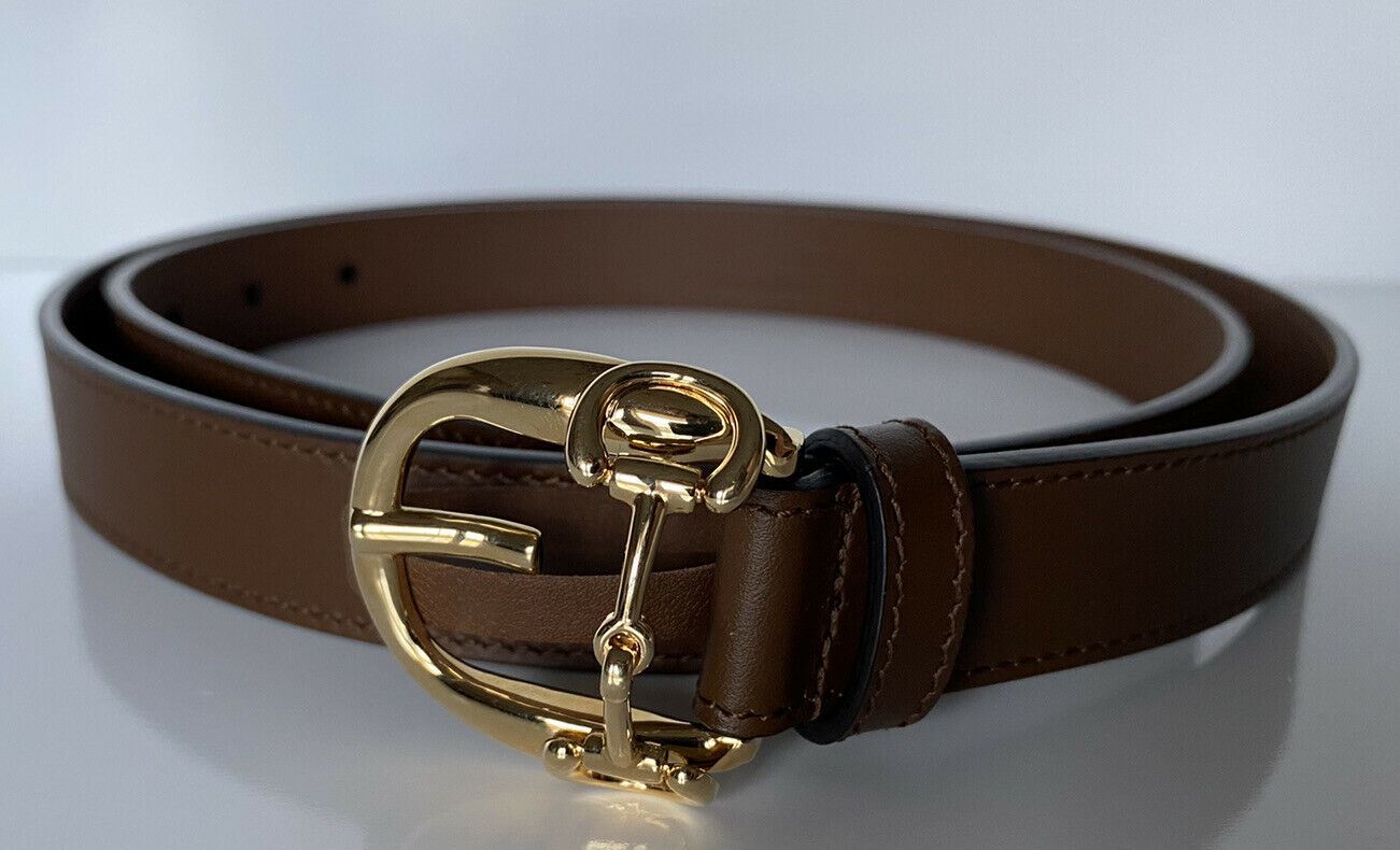 New Gucci Men's Horsebit Calf Leather Belt Brown 105/42 Made in Italy 633125