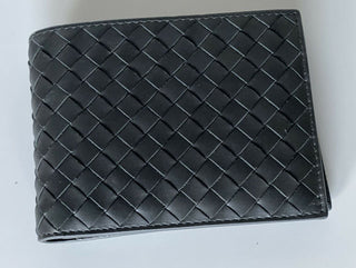 Neu mit Etikett: Bottega Veneta Intrecciato Leder Graues, zweifach faltbares Münzportemonnaie 148324