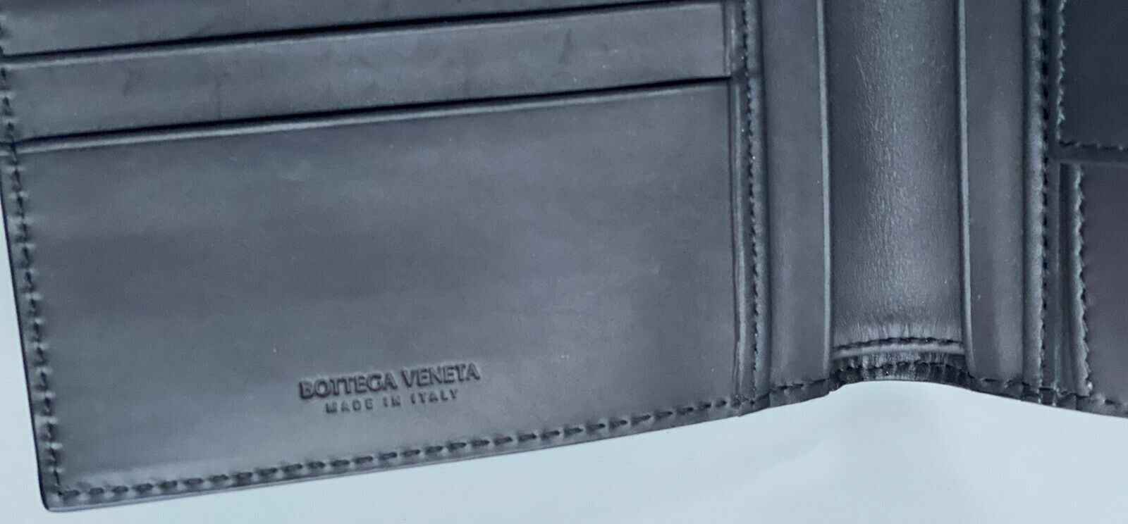 Складной кошелек для монет NWT Bottega Veneta Intrecciato из телячьей кожи темно-синего цвета Dk 148324 