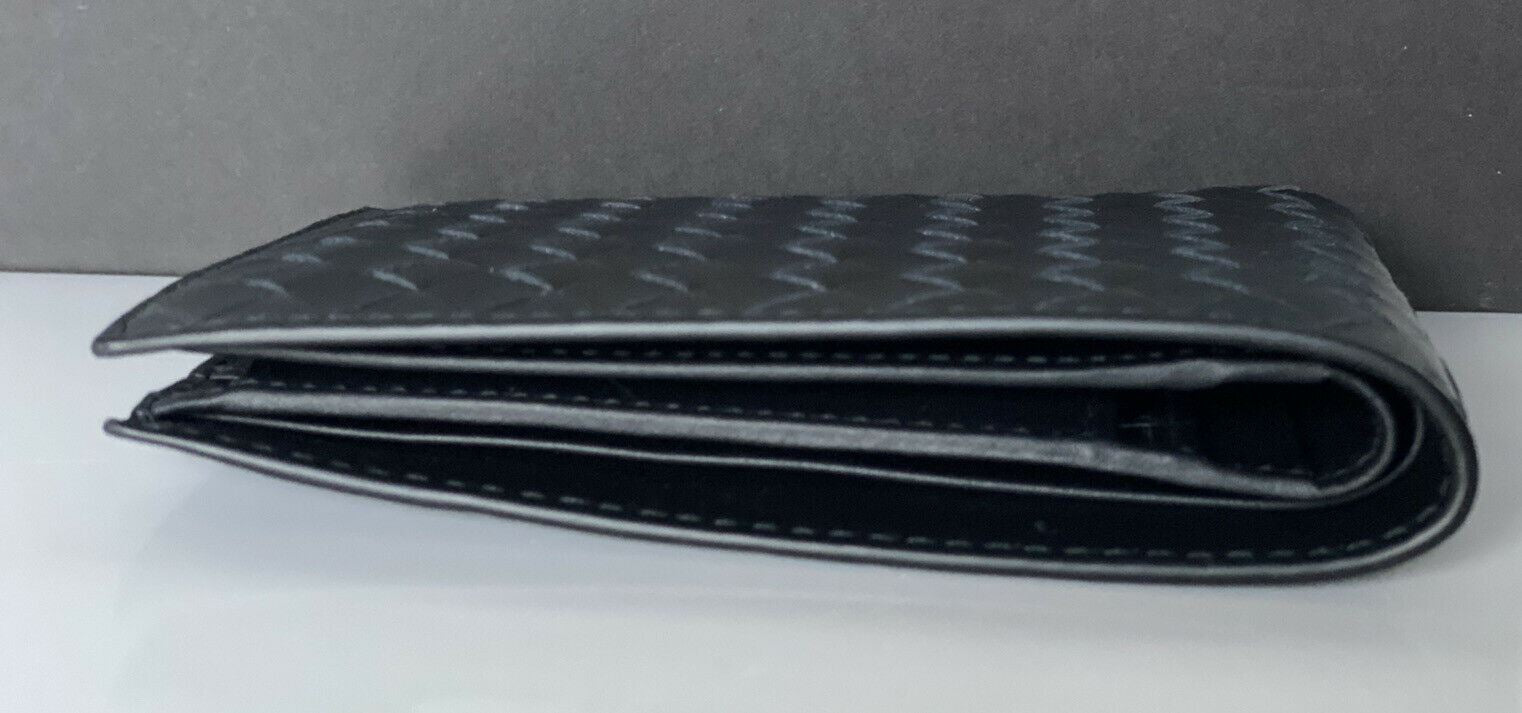 NWT Bottega Veneta Intrecciato Leather Black Bi-fold Coin Wallet 148324