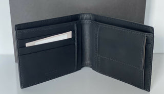 Neu mit Etikett: Bottega Veneta Intrecciato Leder Schwarzes, zweifach faltbares Münzportemonnaie 148324 