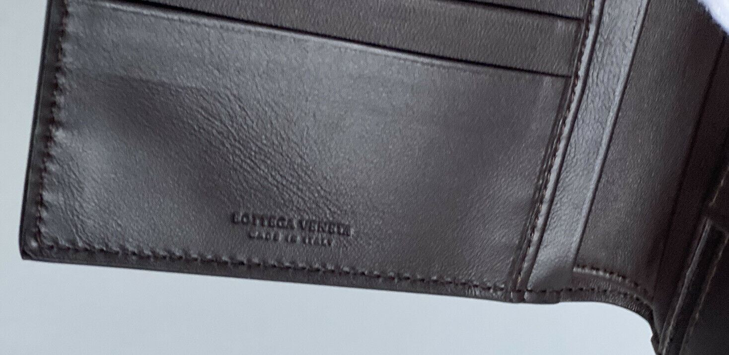 Neu mit Etikett: Bottega Veneta Intrecciato Nappaleder Braunes, zweifach faltbares Münzportemonnaie 148324 