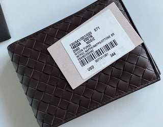 Neu mit Etikett: Bottega Veneta Intrecciato Nappaleder Braunes, zweifach faltbares Münzportemonnaie 148324 