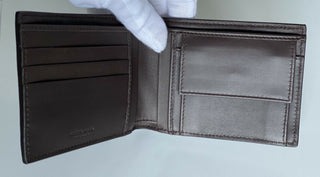 Neu mit Etikett: Bottega Veneta Intrecciato Nappaleder Braunes, zweifach faltbares Münzportemonnaie 148324 