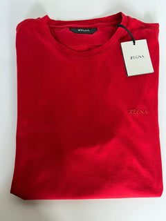 Neu mit Etikett: 325 $ ZZEGNA Rotes T-Shirt mit Rundhalsausschnitt XL ZZF630