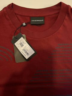 Neu mit Etikett: 160 $ ​​Emporio Armani Rotes Kurzarm-Grafik-T-Shirt Large 6H1T97
