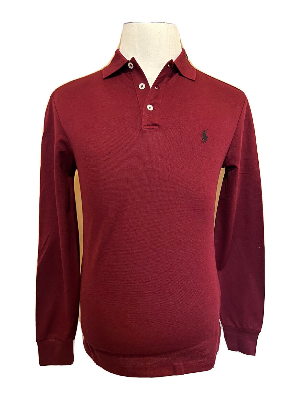 NWT $125 Polo Ralph Lauren Slim Fit Long Sleeve Polo Shirt Burgundy Small