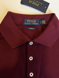 Neu mit Etikett: Polo Ralph Lauren Slim Fit Langarm-Poloshirt, Burgunderrot, Größe S: 125 US-Dollar