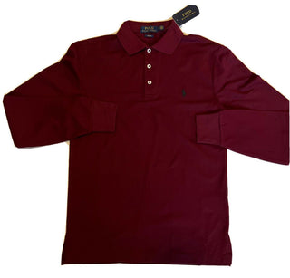 Neu mit Etikett: Polo Ralph Lauren Slim Fit Langarm-Poloshirt, Burgunderrot, Größe S: 125 US-Dollar