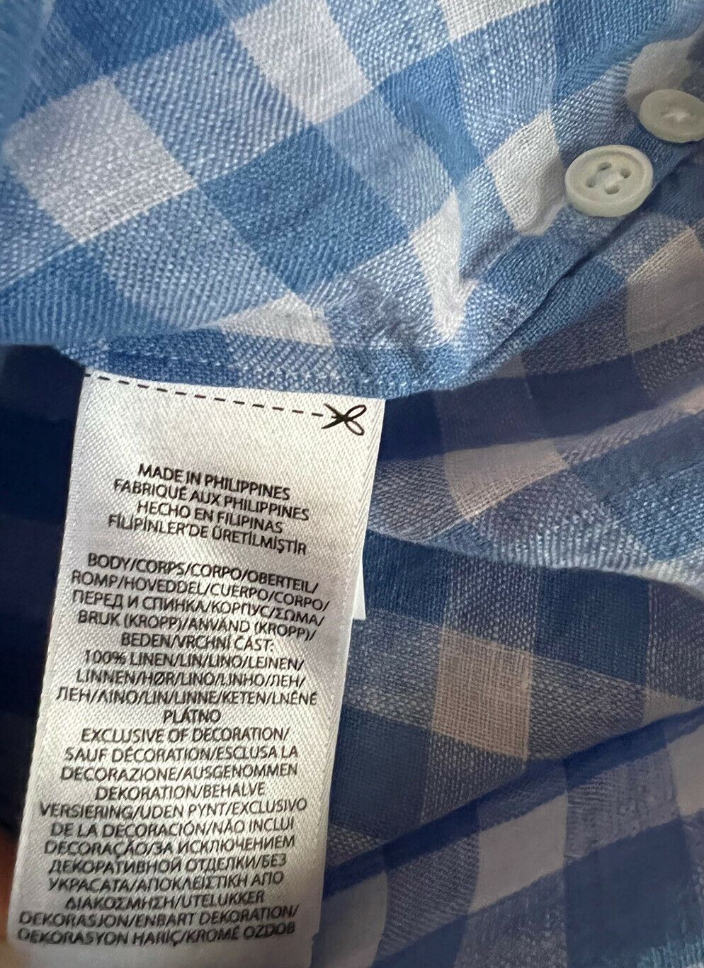 Neu mit Etikett: 128 $ Polo Ralph Lauren Herren-Hemd aus Leinen mit entspannter Passform, Größe S, Weiß/Blau