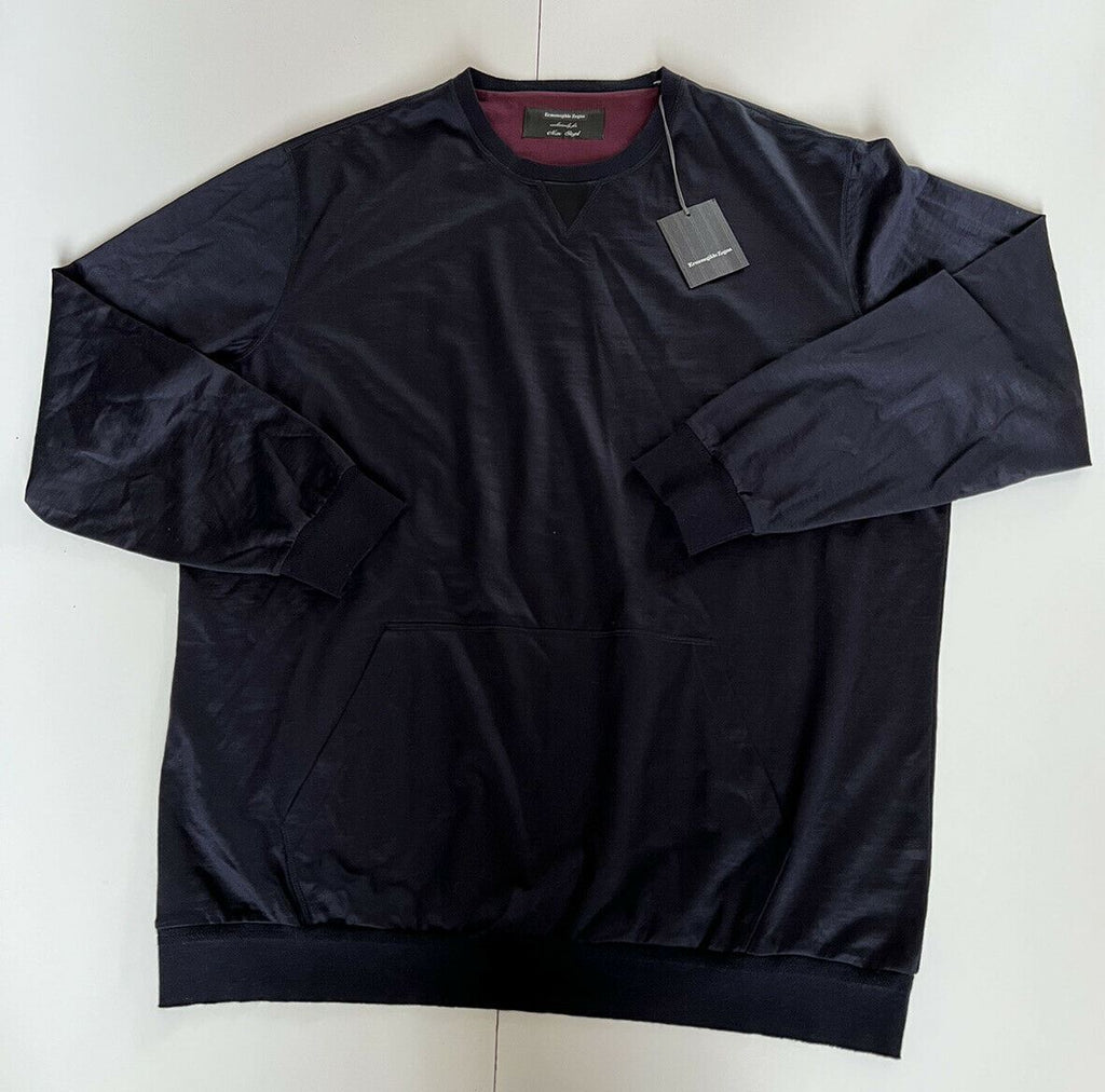 Neu mit Etikett: 1895 $ Ermenegildo Zegna Herren-Pullover aus Kaschmir/Baumwolle mit Rundhalsausschnitt, 48 US (64 Eu)