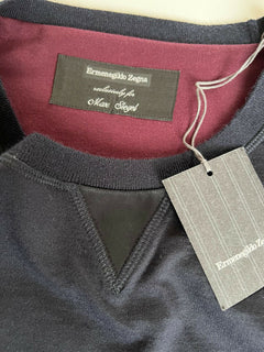 Neu mit Etikett: 1895 $ Ermenegildo Zegna Herren-Pullover aus Kaschmir/Baumwolle mit Rundhalsausschnitt, 48 US (64 Eu)