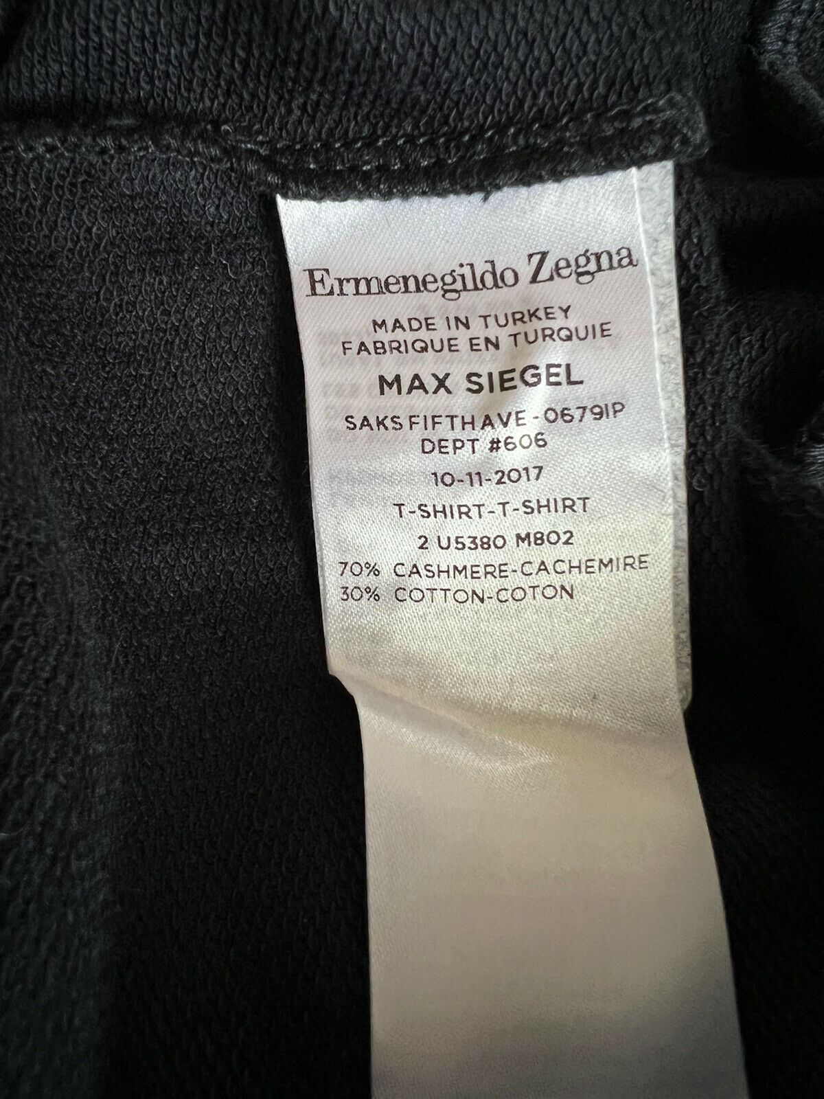 Neu mit Etikett: 1895 $ Ermenegildo Zegna Herren-Pullover aus Kaschmir/Baumwolle mit Rundhalsausschnitt, 48 US (64 Eu)
