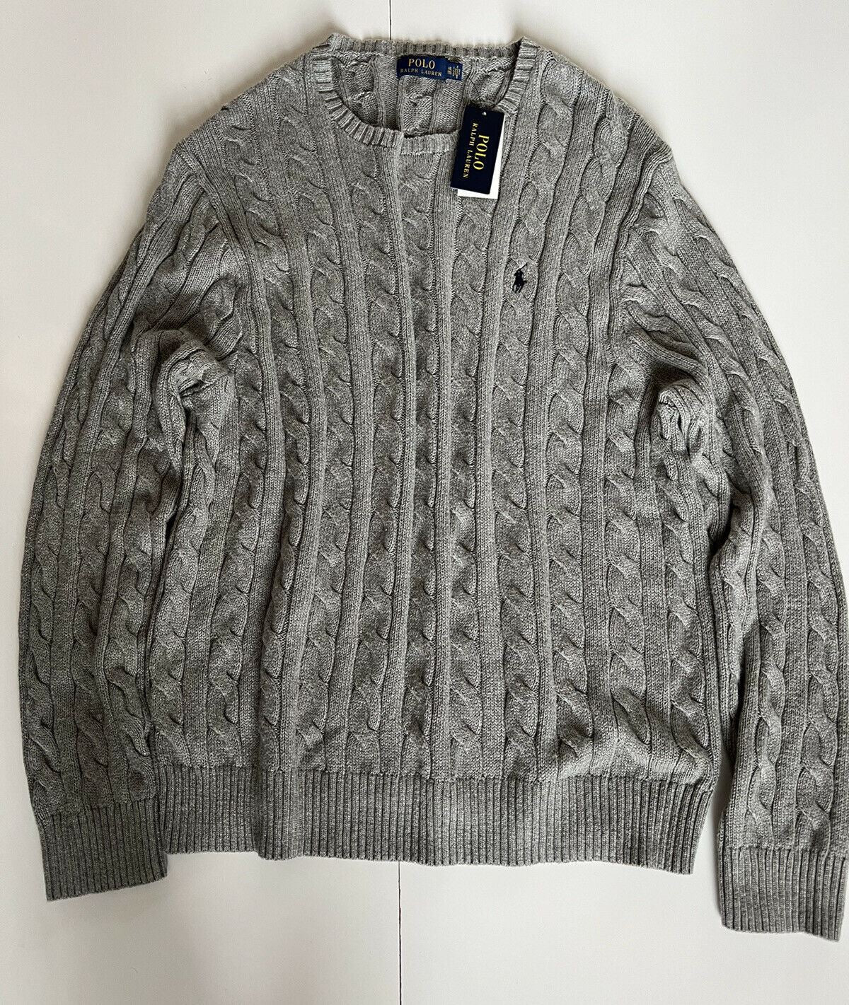 NWT $110 Polo Ralph Lauren Men's Gray Cotton Sweater 2XLTG