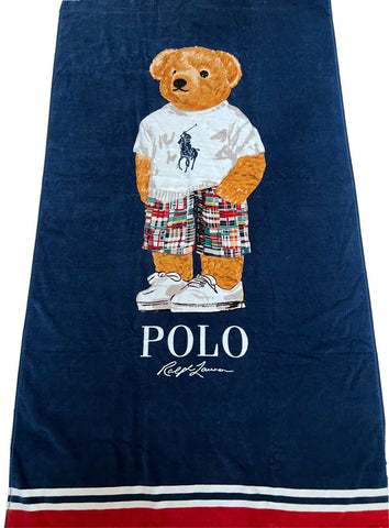 Хлопковое пляжное полотенце Bear от Ralph Lauren Bear, размер 35x66, NWT, 70 долларов США. 