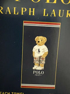 Neu mit Etikett: 70 $ Polo Bear by Ralph Lauren Bären-Strandtuch aus Baumwolle, 35 x 66 cm 