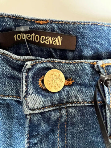 NWT 395 $ Roberto Cavalli Logo-gestickte Röhrenjeans für Damen 4 US (40 Euro)