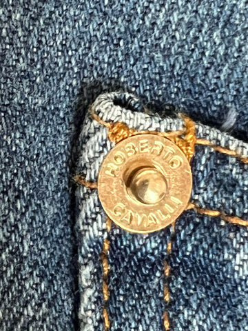 NWT 395 $ Roberto Cavalli Logo-gestickte Röhrenjeans für Damen 4 US (40 Euro)