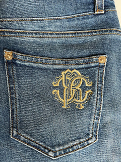 Женские джинсы скинни с вышитым логотипом Roberto Cavalli, NWT, 395 долларов США, 4 США (40 евро)