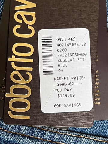 NWT 395 $ Roberto Cavalli Logo-gestickte Röhrenjeans für Damen 4 US (40 Euro)