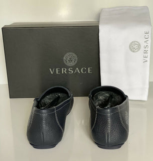 NIB 695 $ VERSACE Medusa Fahrerschuhe aus blauem Leder für Herren 7 US (40 Eu) Italien 8211