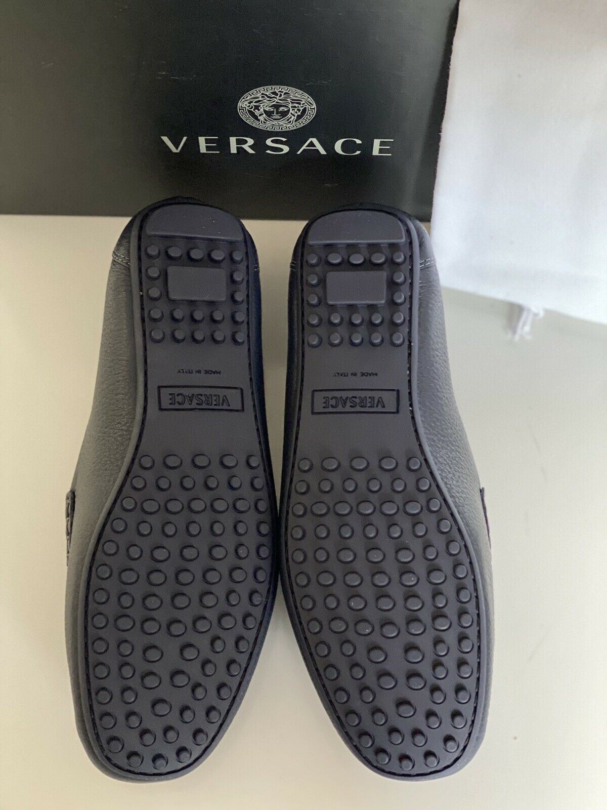 NIB 695 $ VERSACE Medusa Fahrerschuhe aus blauem Leder für Herren 7 US (40 Eu) Italien 8211