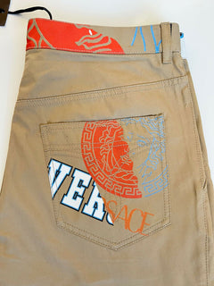 Neu mit Etikett: 725 $ Versace Herren-Braunhose 32 US (48 Euro) Hergestellt in Italien A85221