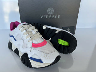 NIB $ 875 VERSACE SQUALO WHITE MULTI TRAINERS Sneakers GRÖSSE 8,5 US (38,5 Euro) IT 