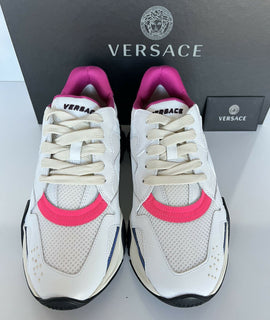 NIB $ 875 VERSACE SQUALO WHITE MULTI TRAINERS Sneakers GRÖSSE 8,5 US (38,5 Euro) IT 