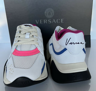 NIB $ 875 VERSACE SQUALO WHITE MULTI TRAINERS Sneakers GRÖSSE 8,5 US (38,5 Euro) IT 