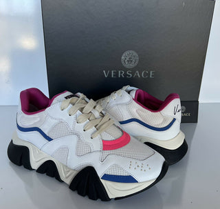 NIB $ 875 VERSACE SQUALO WHITE MULTI TRAINERS Sneakers GRÖSSE 8 US (38 Euro) IT 