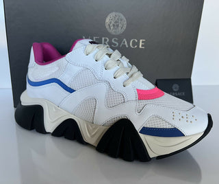 NIB $ 875 VERSACE SQUALO WHITE MULTI TRAINERS Sneakers GRÖSSE 8 US (38 Euro) IT 