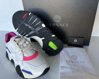 NIB $ 875 VERSACE SQUALO WHITE MULTI TRAINERS Sneakers GRÖSSE 8 US (38 Euro) IT 