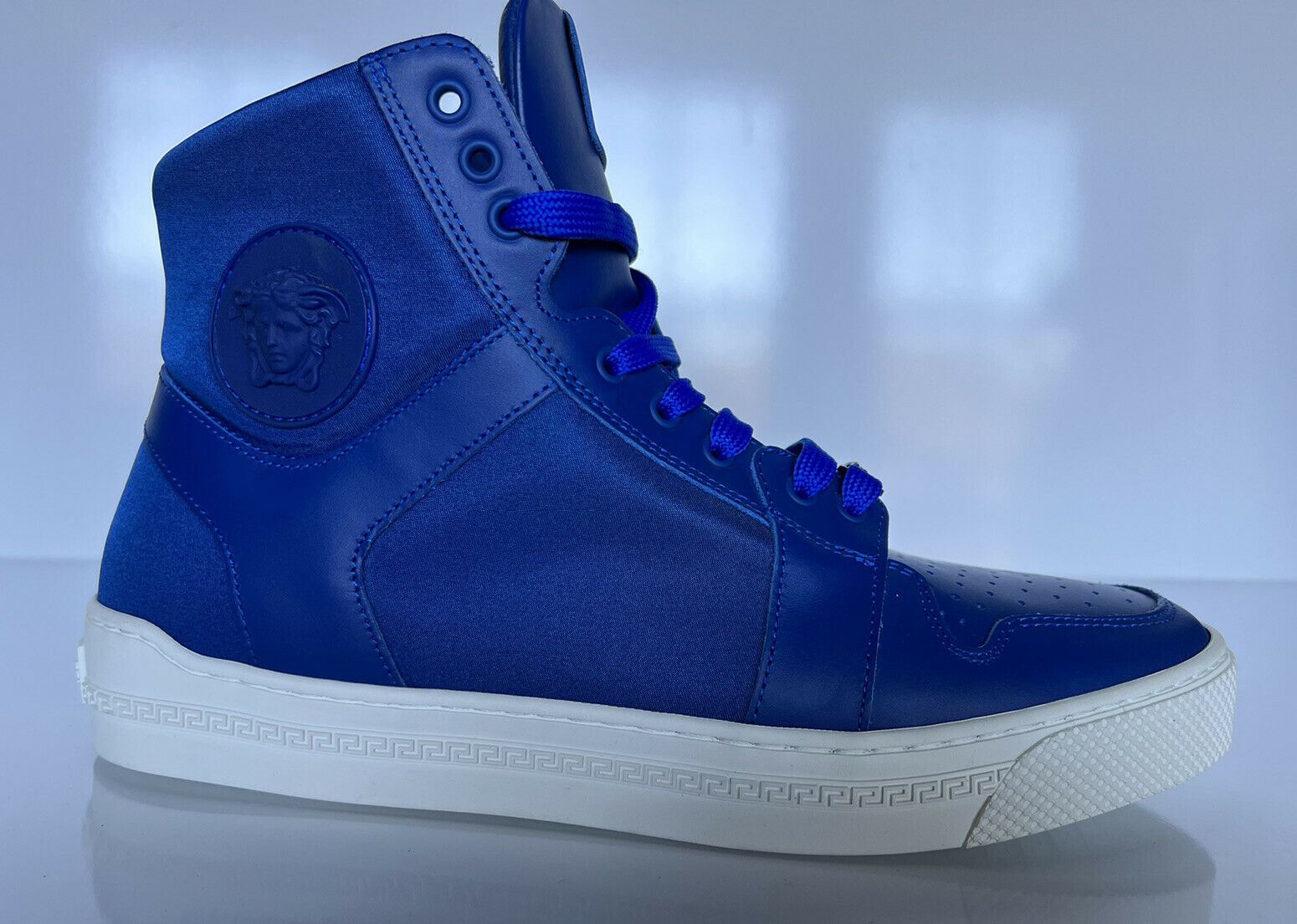 NIB 800 долларов США Versace Синие высокие кроссовки из кожи/нейлона 8 США (41 евро) DSU7828S 