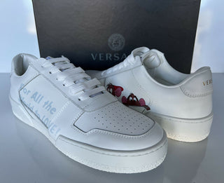 NIB $ 625 Versace Herren-Sneakers aus weißem Leder von Disney, 12 US (45 Euo) DSU7843 