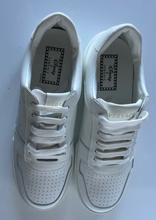 NIB $ 625 Versace Herren-Sneakers aus weißem Leder von Disney, 12 US (45 Euo) DSU7843 