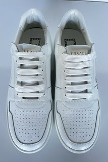 NIB $ 625 Versace Herren-Sneakers aus weißem Leder von Disney, 12 US (45 Euo) DSU7843 
