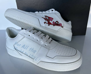 NIB $ 625 Versace Herren-Sneakers aus weißem Leder von Disney, 12 US (45 Euo) DSU7843 