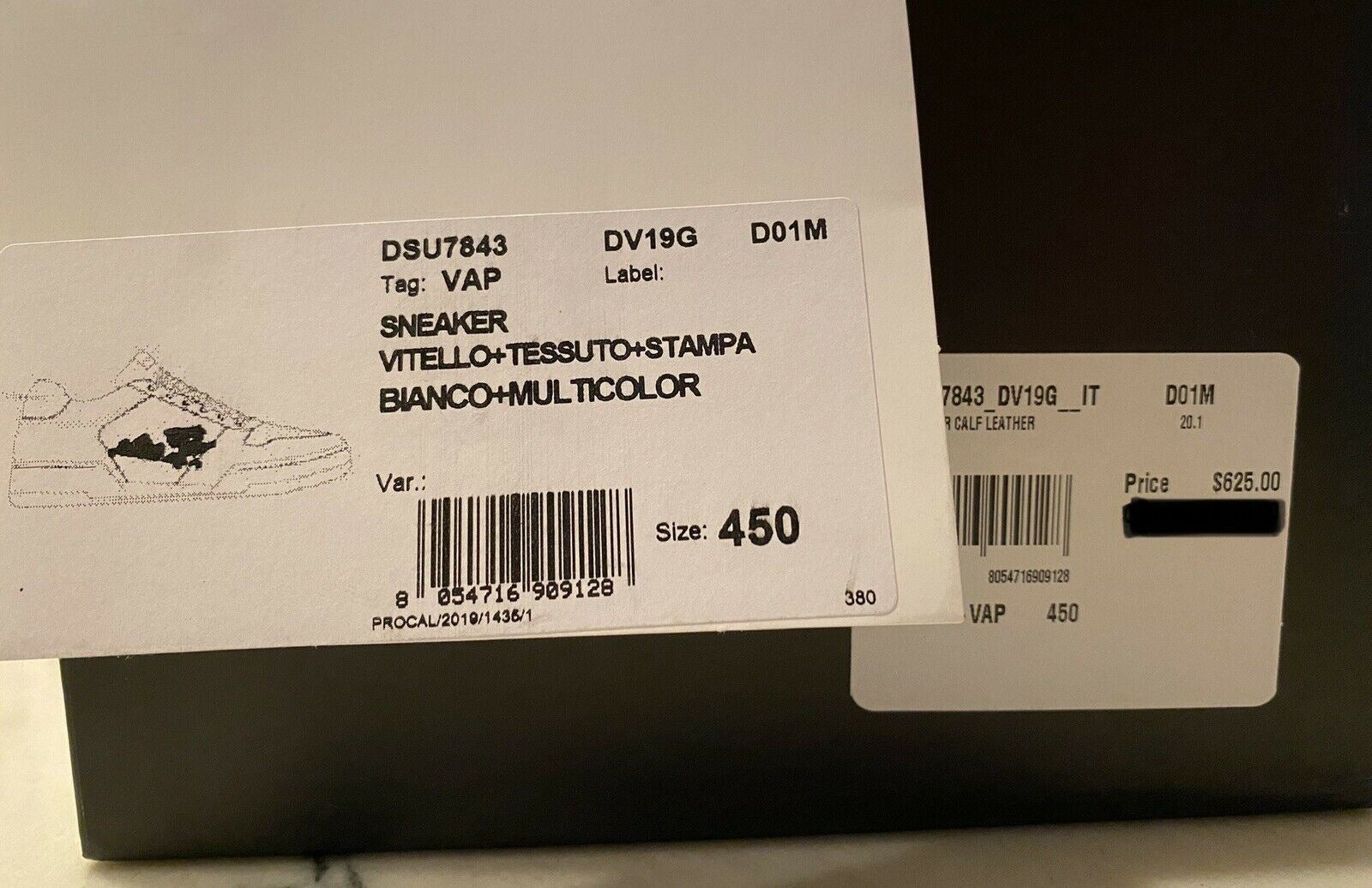 NIB $625 Versace Men's White Leather Disney Sneakers 12 US (45 Euo) DSU7843