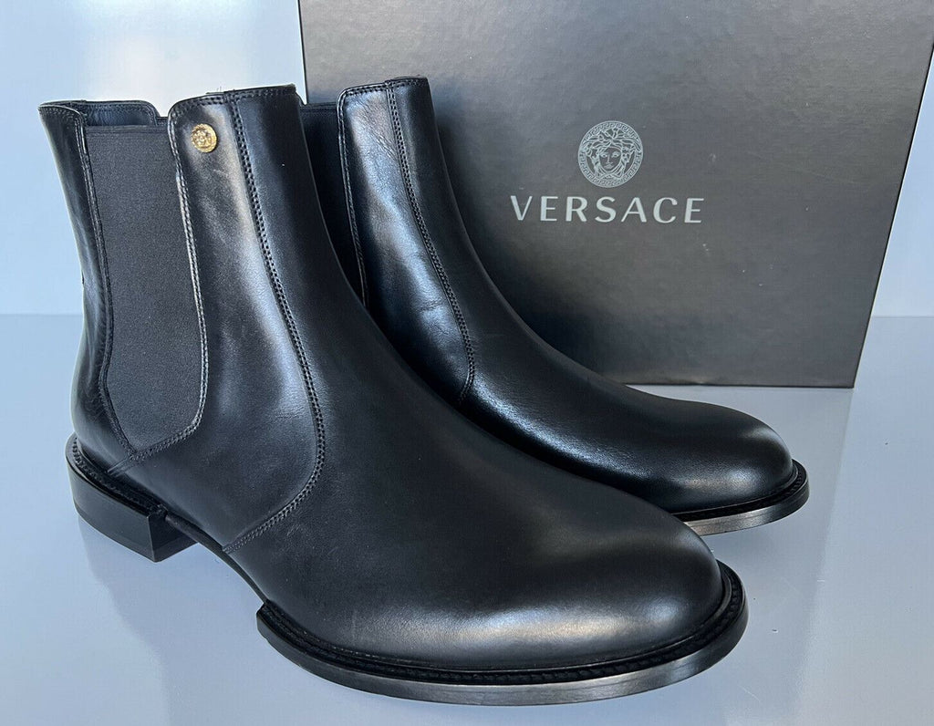 NIB 1125 $ Versace Leder Schwarze Lederstiefeletten 13 US (46 Euro) DSU7868 IT 