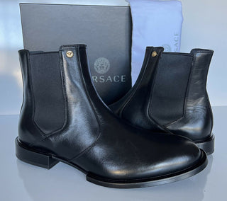 NIB 1125 $ Versace Leder Schwarze Lederstiefeletten 13 US (46 Euro) DSU7868 IT 
