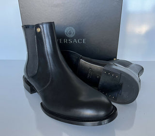 NIB 1125 $ Versace Leder Schwarze Lederstiefeletten 13 US (46 Euro) DSU7868 IT 