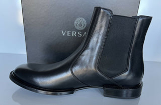 NIB 1125 $ Versace Leder Schwarze Lederstiefeletten 13 US (46 Euro) DSU7868 IT 