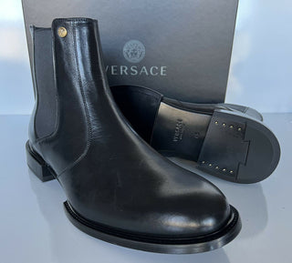 NIB 1125 $ Versace Leder Schwarze Lederstiefeletten 13 US (46 Euro) DSU7868 IT 