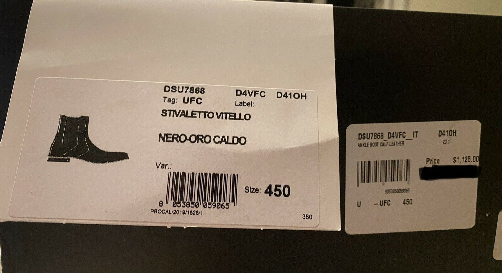 NIB $1125 Versace Leder Schwarze Lederstiefeletten 12 US (45 Euro) DSU7868 IT 