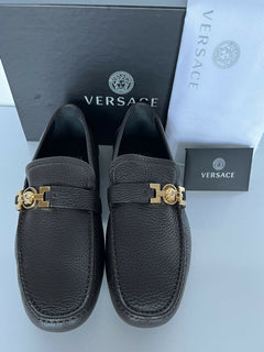 NIB 850 $ VERSACE Herren-Fahrerschuhe aus braunem Leder 7 US (40 Euro) Italien 7087 